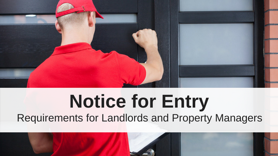 Landlord knocks on rental property door to give notice for entry