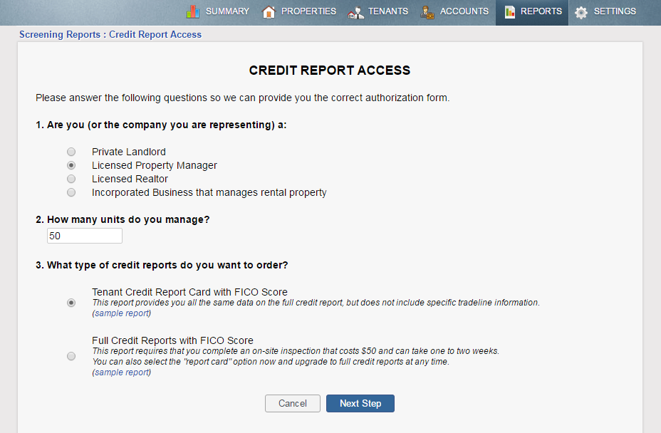 Credit Report access online application
