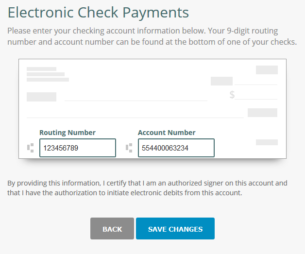 tenant enter online rent payment info