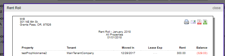 Rent Roll Report Contact Only Rentec