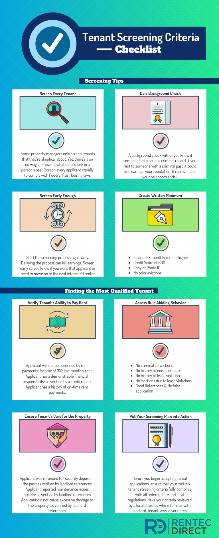 Legal Tenant Screening Criteria Checklist Infographic