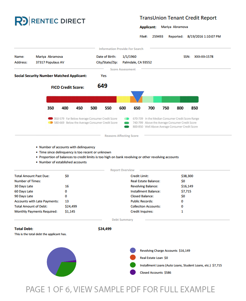 Tenant Credit Reports and Tenant Background Checking